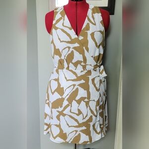 New Halogen Sleeveless Wrap Mini dress  V-Neck Sundress Size L